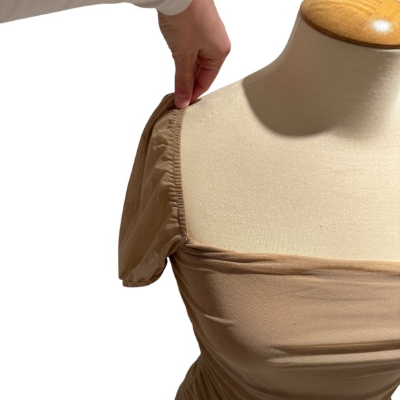 PRINCESS POLLY Charvi Mesh Mini Dress in Tan - size 6 - Picture 4 of 7